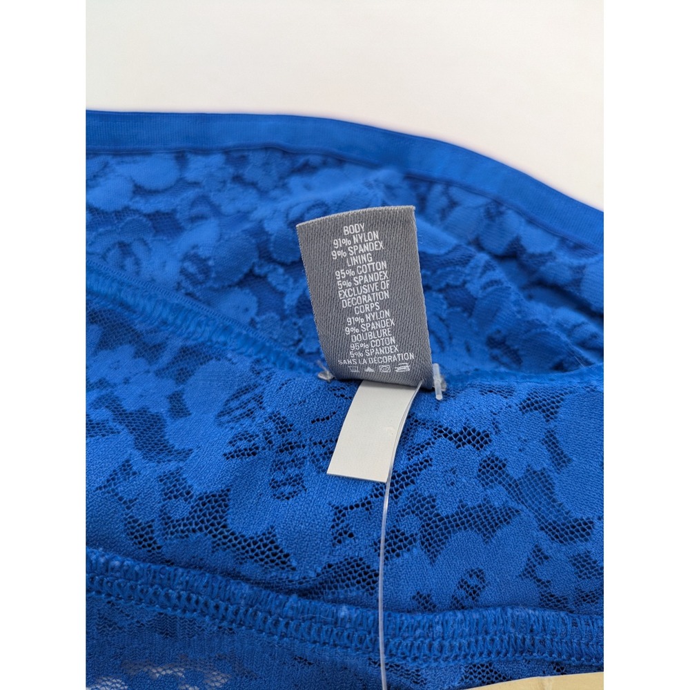 Aerie Bandeau Bra Small Royal Blue Floral Lace Strapless Bralette Aeropostale - Picture 5 of 10